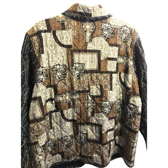 KOOS of Course Sz L Reversible Quilted Abstract Lightweight Silk Jacket - Picture 6 of 8